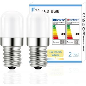 Kal-Ampoules Led E14 Blanc Froid 5000 K E14 Pour Réfrigérateur, 1 W De Remplacement Pour Lampes Halogènes 15 W, Ampoule Led 120 Lumens Pour Réfrigérateur, Non Dimmable, 230 V Ac,2 Pièces. - Neuf