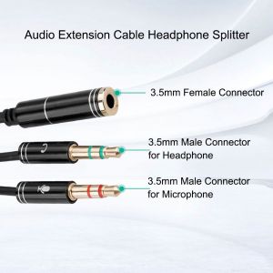 Cable d'extension audio 3,5 mm femelle vers 3,5 mm double male, repartiteur de casque, adaptateur pour micro et ecouteurs - Neuf