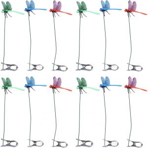ASFASFq-Faux Clips De Poteau De Libellule, 2024 Nouveaux Clips De Libellule en Métal De Jardin en Couleurs Rouge, Vert Et Bleu, Décoration De Jardin De Libellule 3D, Maison Créative(12Pcs) - Neuf