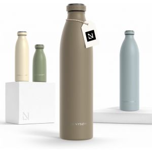 Gourde Inox 750ml | 0.75l Bouteille D'eau Isol&eacute;e | Gourde &Eacute;tanche Pour Le Sport, La Bicyclette, Les Enfants (Taupe Brown, 750ml) - Neuf