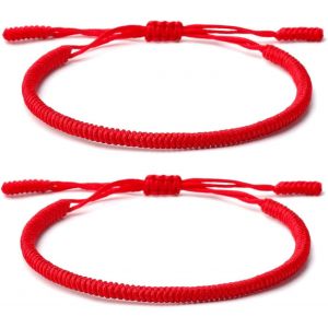 Eryi-2 Bracelets Porte-Bonheur Tibétains+Cadeau Bouddhiste!- Fait Main.Ajustable À Votre Poignet. Pour Hommes Et Femmes. Bracelets D'amitié En Tissu Tressé-Style Tibet-Bracelet Réglable - Neuf