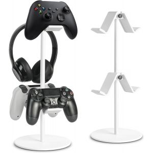 1 Pcs Support Universel Pour Casque Et Manette (Blanc), Support De Manette De Jeu, Réglable En Hauteur, Support D'organisation De Bureau - Neuf