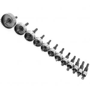 Lot de 12 scies cloches en acier rapide de 15 a 50 mm avec foret a carotter - Neuf