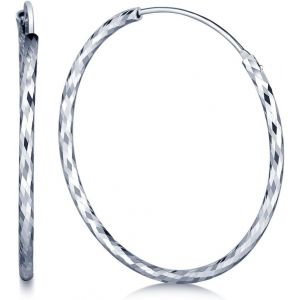 Kal-925 Argent Ondul&eacute;e Vague Anneaux Cr&eacute;oles Boucles D'oreilles Pour Femme/Fille Tailles Diff&eacute;rentes En Option - Neuf