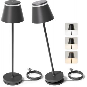 Lampe De Table Led Rechargeable,Lampe De Bureau Design Avec T&eacute;l&eacute;commande,Lampe A Poser Tactile Sans Fil Moderne Avec Minuterie,3 Temp&eacute;ratures De Couleur - Neuf
