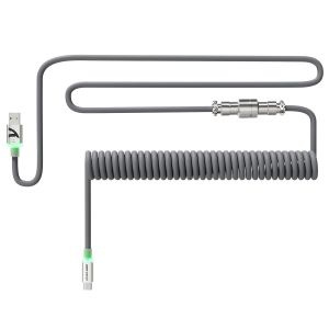 C01Ultra C&acirc;ble de Clavier Spiral&eacute; avec &Eacute;clairage RGB,Pro USB-C C&acirc;ble pour Clavier M&eacute;canique 8KHz,Type-C vers USB-A,Coiled Cable avec Connecteur D'aviation En M&eacute;tal,56.5In-Gris - Neuf