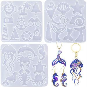 Lot De 3 Moules En Silicone Pour Animaux Marins - Moules En Silicone &Eacute;poxy - Pour Pendentif, Collier, Bijoux, Bricolage, D&eacute;coration - Neuf