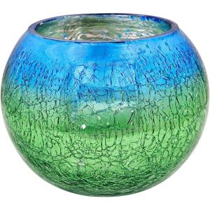 KALANKA-Bougeoir en Verre, Bougeoirs, Chandeliers Décoratifs, Porte Bougie Decorative Vintage, Modernes, Ambiance, Élégance, Mariage, Anniversaire, La fête, Décoration d'intérieur Bleu/Vert - Neuf