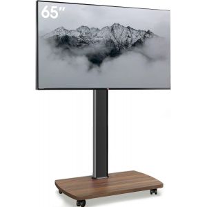 Support Tv Roulettes Pour Tv De 32-65 Pouces - Support Tv Sur Pied Plus Haut 1240 Mm-1420 Mm Pivotant 60° Inc Ison 12° Jusqu'À 40 Kg . Vesa 400X400Mm - Neuf