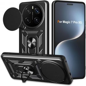 Kal-Coque Pour Honor Magic 7 Pro, Coque Pour Honor Magic 7 Pro Protection De La Caméra Et Support À Bague Étui Antichoc Coque -Noir - Neuf