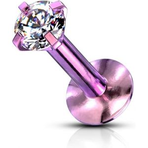 Nbgcm-Piercing Lèvre Labret Monroe Piercing 316l Acier Inox Titan Revêtement Violet, Bleu, Vert, Doré, Noir, Or Rose Longueur 6/8mm; Épaisseur 2/3mm Zircon - Neuf