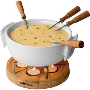 JEXNOVASHOP-Boska Appareil à fondue Twinkle - Set à Fondue ignifuge - Bougies - Compatible au micro-ondes - Inc. fourchettes - Blanc - 1,6 L Contenu - Neuf