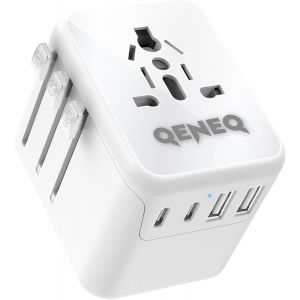 JGD-Adaptateur Prise Universelle, Adaptateur Universel de Voyage avec 2 USB et 2 USB C, Adaptateur Universel France vers USA UK Allemagne Australie Chine Japon, Adaptateur Prise vers France - Neuf