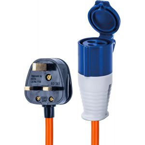 KALANKA-Prise britannique vers prise 16 A, 20 cm, c&acirc;ble adaptateur parfait pour camping, caravane, camping-car, IP44, r&eacute;sistant aux intemp&eacute;ries, 16ASTUKPLUG1PK10 - Neuf