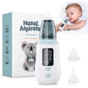 Mouche Bébé, Aspirateur Nasal Pour Bébé Avec 3 Niveaux D'aspiration, Mouche Bebe Electrique Avec 4 Buses D'aspiration Réutilisables - Neuf