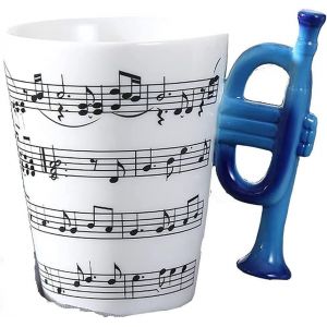 Eryi-Tasse À Café En Céramique Motif Notes Musicales En Porcelaine Tasse En Céramique Avec Poignée Trompette Tasse À Thé Amusante (Type 2 (400 Ml)) - Neuf