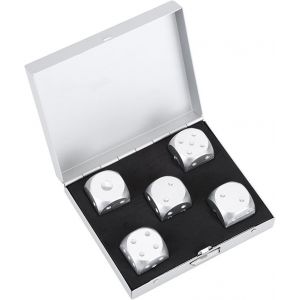 Eryi-Dés A,Dés 6 Faces,Metal Dice D6,5pcés À Mults Pointice D6 En Bois Ae D'aum Table Jjeux De Poker Dés Set Avec Boîte De Nt (-Argent) - Neuf