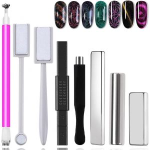 Kal-Lot De 8 Stylos Magnétiques Pour Ongles -À Utiliser Avec Poudre De Gel Pour Les Yeux De Chat Ou Vernis À Ongles -Stylo Magnétique Pour Les Yeux De Chat -Effet Magique - Neuf