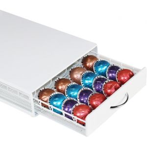 Tiroir Organisateur Capsules Compatible Vertuo,100% Métal Blanc,Capacité 40,Pour Stocker Des Capsules De Café. Organisateur Support Vertuoline. - Neuf