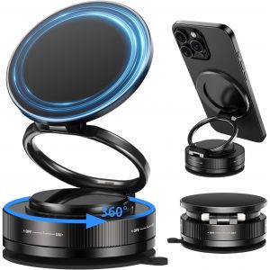 Yinlai Support Téléphone Voiture Magnétique Porte Telephone Voiture Ventouse Rotation 360° & Pliable Support Portable Voiture Aimanté Pour Voiture/Tableau De Bord/Pare-Brise/Toute Surface Lisse, Noir - Neuf
