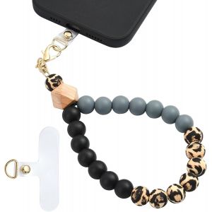Kal-Bracelet De Poignet En Silicone Avec Perles - Bracelet &Eacute;lastique Mains Libres - Cha&icirc;ne De Pendentif (Noir B) - Neuf