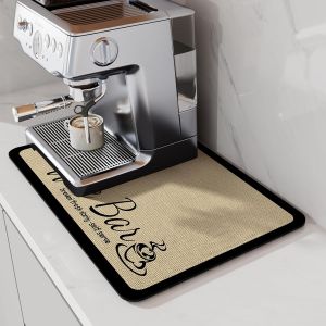MEVRONISSHOP-Tapis de s&eacute;chage absorbant les taches de caf&eacute; avec dos en caoutchouc imperm&eacute;able, s'adapte sous la machine &agrave; caf&eacute;, cafeti&egrave;re, machine &agrave; expresso (60x40cm) - Neuf