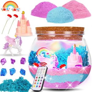 KALANKA-Veilleuse Licorne DIY Cadeau Fille 6 Ans Kit Bricolage Conteneur Transparent Licorne Jouet pour Enfants Kit de Bricolage Licorne Lumineux pour Enfants de 4, 5, 6, 7, 8 à 13 Ans - Neuf