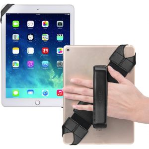 Support Universel pour Tablette Dragonne, 360 degr&eacute;s pivotant Cuir Poign&eacute;e Grip avec Ceinture &eacute;lastique, s&eacute;curis&eacute; et Portable pour Toutes Les tablettes de 25,7 cm (Samsung ASUS iPad),Noir - Neuf
