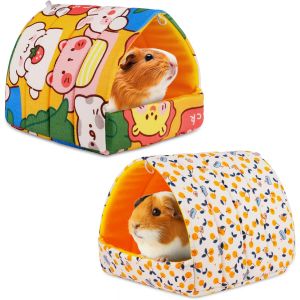 Maison Pour Cochon D'Inde, 2 Pieces Petits Animaux Couchages Hiver Cabane, Lits Grotte Chauds Petits, Confortable Et Chaud, Pour Lapin Nain Chinchilla H&eacute;risson Cobayes Ecureuils - Neuf