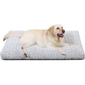Panier Pour Chien Xl, 105x70cm, Coussin Chien Grande Taille Lavable En Machine, Velours Rose Avec Fond Antid&eacute;rapant, Tapis Matelas Lit Anti-Stress, Gris - Neuf