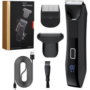 Tondeuse Et Rasoir 2 En 1 Pour Homme, Tondeuse &Agrave; Double T&ecirc;te Pour L'aine Et Les Poils Pubiens, Lames En C&eacute;ramique S&ucirc;res Et 3 En 1, Toiletteur Corporel Rechargeable Usb-C Avec Lumi&egrave;re Led, &Eacute;tanche - Neuf
