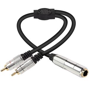 MEVRONISSHOP-C&acirc;ble audio st&eacute;r&eacute;o 6,35 mm vers Cinch 1/4 pouce TRS femelle vers double connecteur RCA, c&acirc;ble adaptateur audio splitter st&eacute;r&eacute;o, 50 cm - Neuf