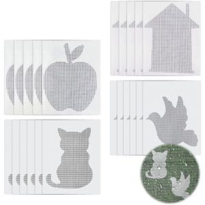 MAA-20 feuilles scotch moustiquaire, 4 jolis motifs Kit de r&eacute;paration de remplacement de porte Patchs de r&eacute;paration de mur en maille de fibre de verre Outils de cloison s&egrave;che rapide (Noir) - Neuf