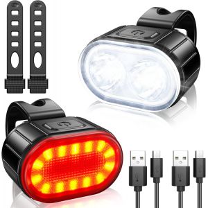 Ensemble De Lumière De Vélo, Puissant Led Lumière De Vélo, Imperméable À L'eau Ipx5 La Lumière De Bicyclette, Rechargeable Par Usb, Feux Avant Et Arrière Pour Vélo De Route, Vélo - Neuf