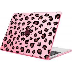 Coque Compatible Avec Macbook Air 13.6 Pouces M4 M3 M2 (A3240/A3113/A2681, 2025/2024/2022) - Coque Fine Et L&eacute;g&egrave;re &Eacute;tui Rigide Housse En Plastique, L&eacute;opard Rose - Neuf
