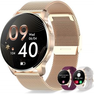 Montre Connect&eacute;e Femme Appel Bluetooth Et Assistant Ai Notification Intelligente Smartwatch Fr&eacute;quence Cardiaque Sommeil &Eacute;tanche Tracker D'activit&eacute; Podom&egrave;tre 3 Bracelets Montre Sport Pour And[Z536] - Neuf