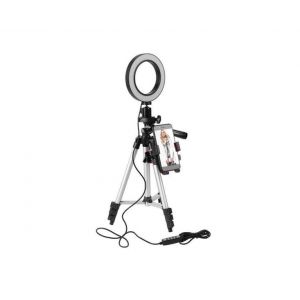 Lampe Annulaire Led De 5,7 Pouces Avec Tr&eacute;pied R&eacute;glable Et Support Pour T&eacute;l&eacute;phone Portable - Neuf