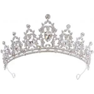 Kal-Diadème De Mariage En Strass En Cristal Pour Mariée, Mariage, Princesse, Reine, Couronne, Fête D'anniversaire, Couronne Argentée, Filles Et Femmes, Carnaval, Fête, Vacances, Célébration Pour Adul - Neuf