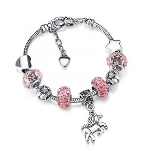 Bracelet À Breloques Ajustable Plaqué Or Rose, Licorne Enchantée Scintillante (16 Cm), Cadeau D'anniversaire Pour Fille, Bijoux D'anniversaire Pour Fille, Bijoux Pour Enfants - Neuf