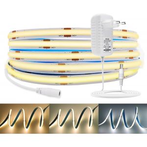 12v Bande Lumineuse Led Cob,Haute Densité,Douce Et Flexible,Cob 320 Gible/M,Ruban Linéaire,Cri90,Maison Éclairage Décoration,Led Flexible Ruban Pour Chambre Et Cuisine (2m,Warm White) - Neuf