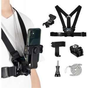 Sangle De Poitrine Universelle Pour Appareil Photo D'Action Et Téléphone - Pour Smartphone Gopro Max Hero 13 12 11 10 9 8 7 Insta360 X5 X4 X3,One X2 Dji Action 4/3 Kit D'Accessoi[CLI0529] - Neuf