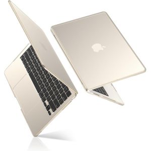 TPU Coque Compatible avec MacBook Air 13,6 Pouces M4 M3 M2 2025 2024 2022, A3240 A3113 A2681, Cadre Anti-Rupture, Mac 13 &Eacute;tui de Protection Rigide Housse - (Bord Jaune) Lumi&egrave;re Stellaire Mat - Neuf