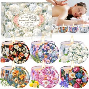 6 Pièces Bougies Parfumée,Coffret Bougies Parfumées Cadeau,Bougie Decorative,Cire de Soja Naturelles Pour Le Bain,Le Yoga,Le Mariage,Noël,Les Cadeaux D'anniversaire (6 Parfums) - Neuf