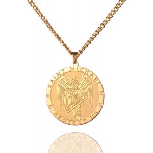 Kal-Collier St. Michael Pour Les Hommes St Michael Archange Pendentif Saint Collier M&eacute;daille Catholique Patron Amulette Bijoux Religaieux Cadeau De Confirmation Pour Gar&ccedil;on - Neuf