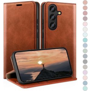 JGD-Coque pour Samsung Galaxy S25 FE avec RFID Blocage Etui &agrave; Rabat en Cuir de Premium,Fentes pour Cartes,Coques de Case,Cover &agrave; Rabat pour Samsung S25 FE Portefeuille Brun Clair - Neuf