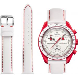 Bracelet Omega X Swatch Moonswatch-Cuir Bracelet De Moonwatch Montre Homme Femme-Dégagement Rapide Bracelet Pour Swatch Omega 20mm Remplacement.[U2554] - Neuf