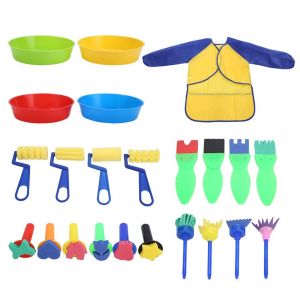 Ensemble De 23 Pinceaux De Peinture A Faire Soi-Meme Pour Enfants, Eponge, Pinceau, Palette, Outil De Dessin - Neuf