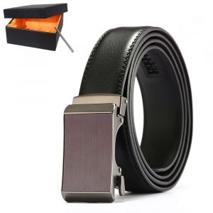Hommes En Cuir Marron Boucle De Ceinture Pour Les Hommes, Avec Réglage Automatique De La Boucle De La Ceinture De 3,5 Cm*105 Cm (Boîte Incluse), Business Ceinture En Cuir Pour H - Neuf