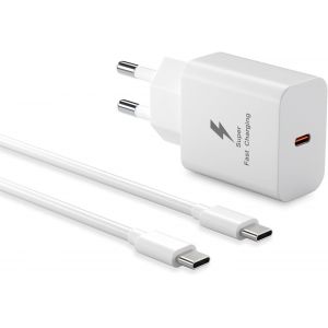 25W Chargeur USB C Secteur Charge Rapide pour Samsung Galaxy S25, S24, S23, S22, S21, S20+, FE, Ultra, A15, A54 5G, A55, A56, A34, A35, Note 20, 10, 9, avec c&acirc;ble 1.5M, Adaptateur Super Fast Secteur - Neuf