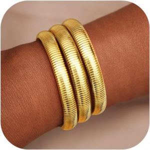 Eryi-3pcs Bracelet Femme Or Bracelets Or Pour Femmes Bracelet Manchette Ajustable Or Bracelets Ouverts En Goutte Eau Acier Inoxydable Or Bijoux Pour Femme Cadeaux Noël Anniversaire Avec Boîte - Neuf